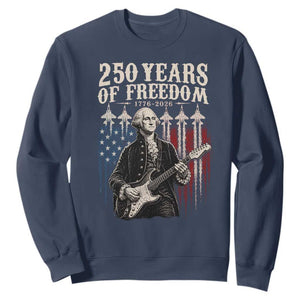 George Washington Playing Guitar 250 Years of Freedom Sweatshirt TS11 Navy Print Your Wear