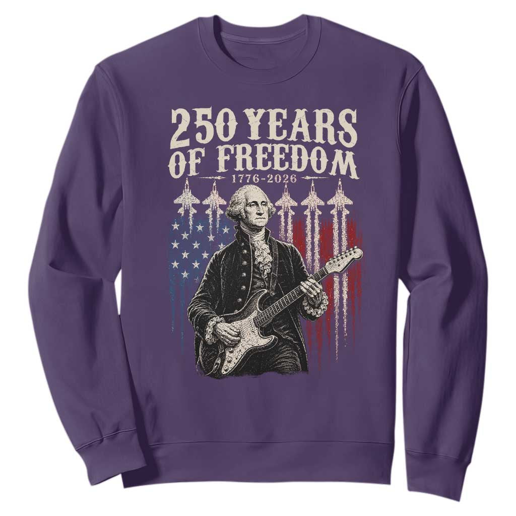 George Washington Playing Guitar 250 Years of Freedom Sweatshirt TS11 Purple Print Your Wear