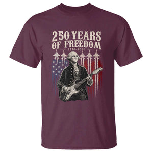 George Washington Playing Guitar 250 Years of Freedom T Shirt TS11 Maroon Print Your Wear