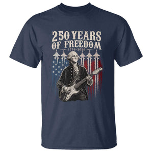 George Washington Playing Guitar 250 Years of Freedom T Shirt TS11 Navy Print Your Wear