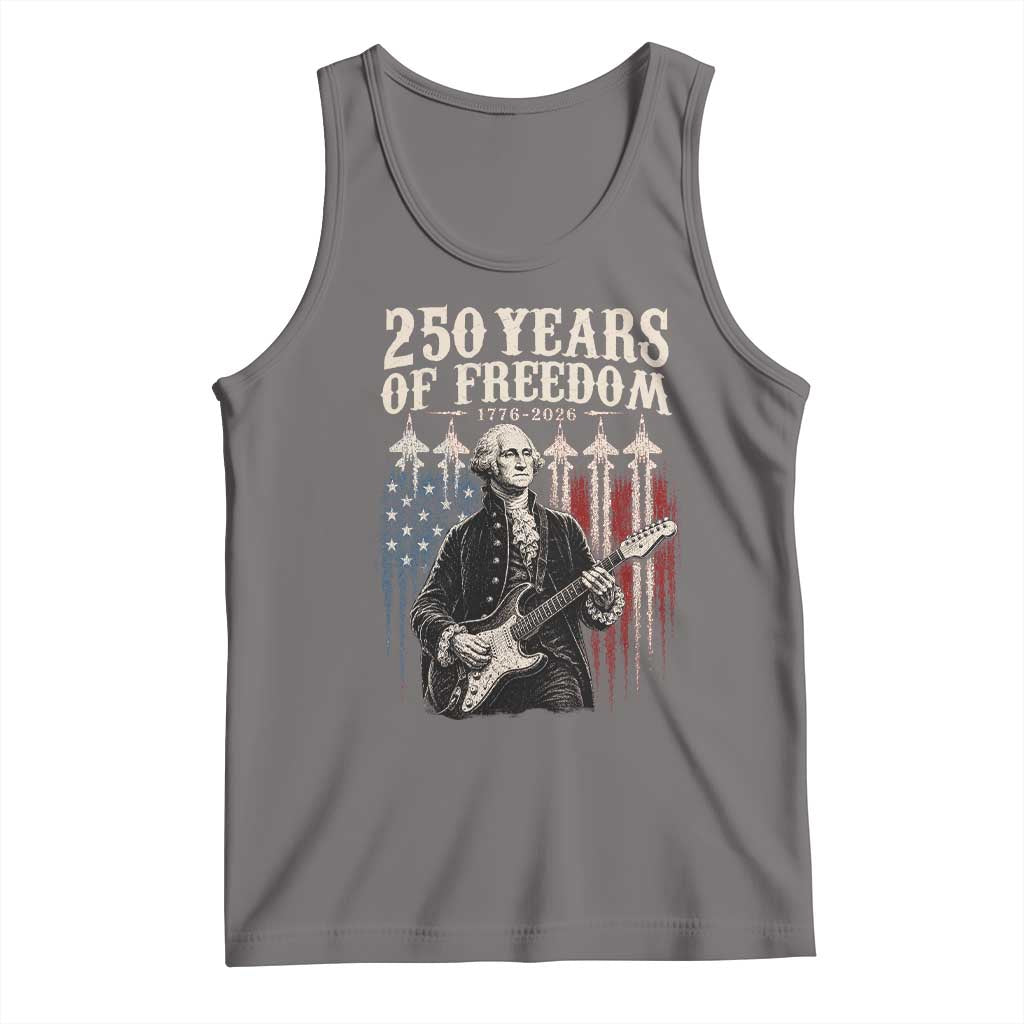 George Washington Playing Guitar 250 Years of Freedom Tank Top TS11 Deep Heather Print Your Wear