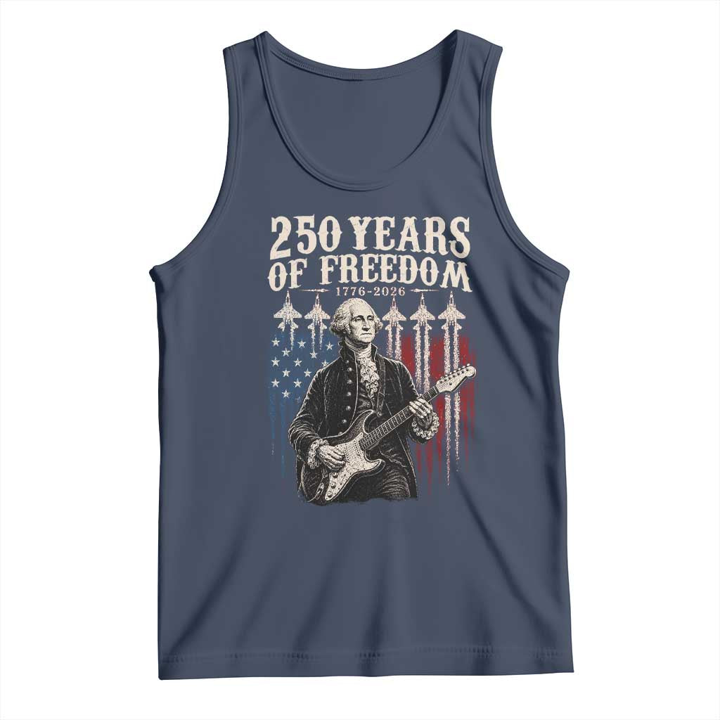 George Washington Playing Guitar 250 Years of Freedom Tank Top TS11 Navy Print Your Wear