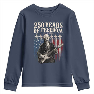 George Washington Playing Guitar 250 Years of Freedom Youth Sweatshirt TS11 Navy Print Your Wear
