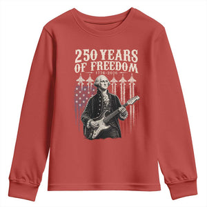 George Washington Playing Guitar 250 Years of Freedom Youth Sweatshirt TS11 Red Print Your Wear