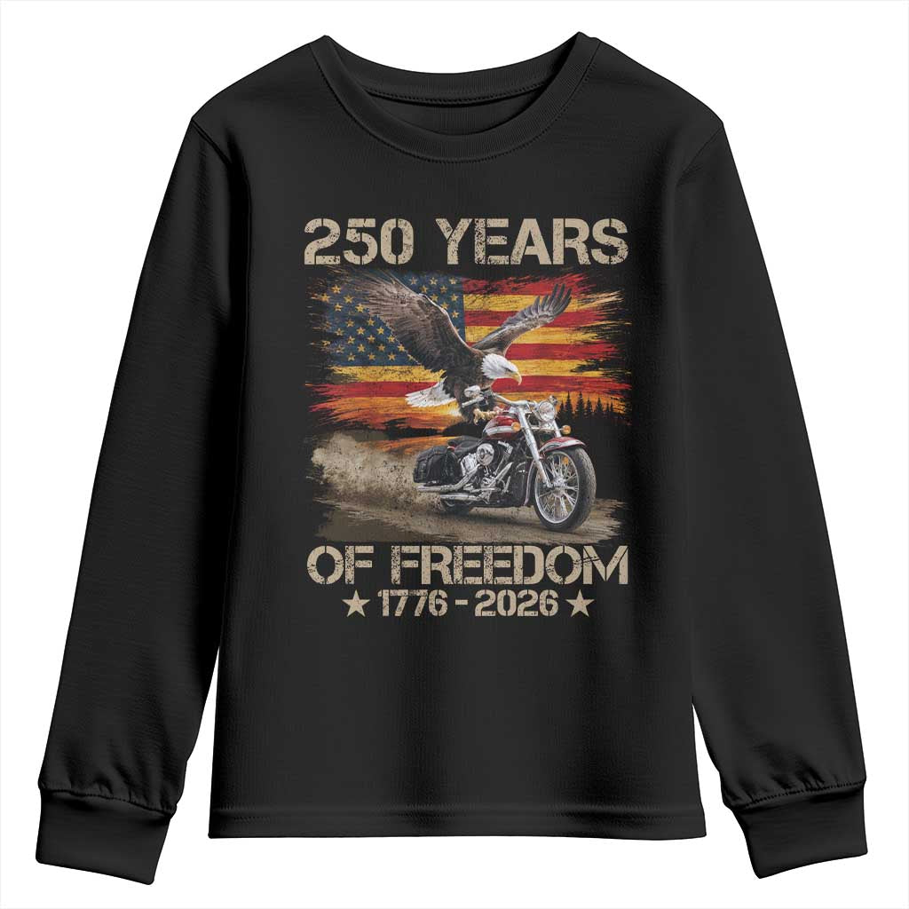 250 Years Of Freedom Patriotic Biker US Flag Motorcycle Lover Youth Sweatshirt TS11 Black Print Your Wear