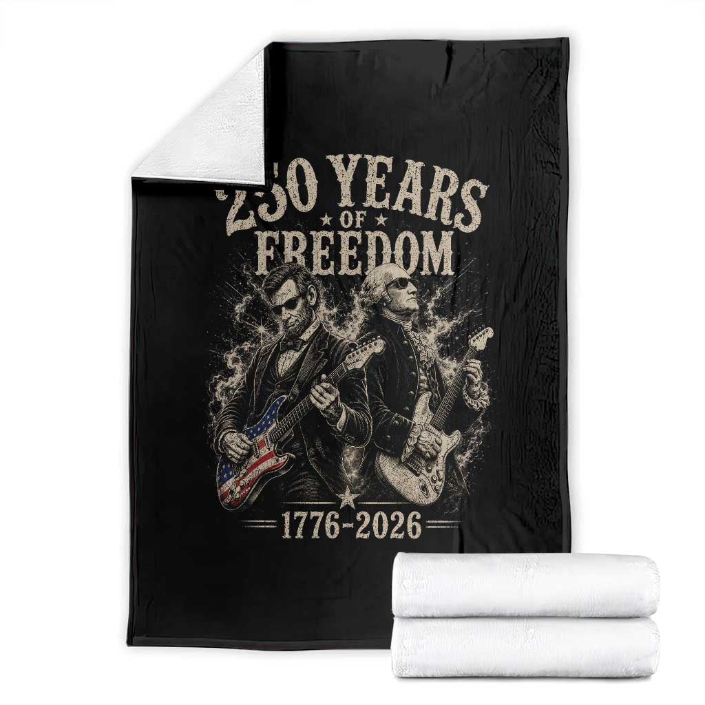George Washington Lincoln Playing Guitar USA 250th Anniversary Throw Blanket 250 Years Of Freedom 1776 2026 TS11 Black Print Your Wear