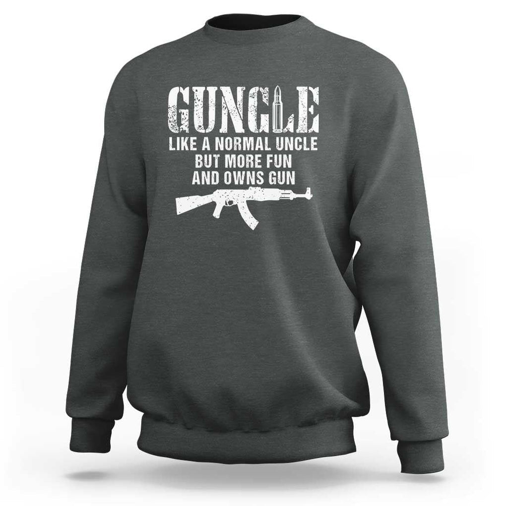 Funny Uncle Sweatshirt Guncle Like A Normal Uncle But More Fun TS11 Dark Heather Print Your Wear