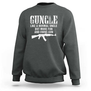 Funny Uncle Sweatshirt Guncle Like A Normal Uncle But More Fun TS11 Dark Heather Print Your Wear