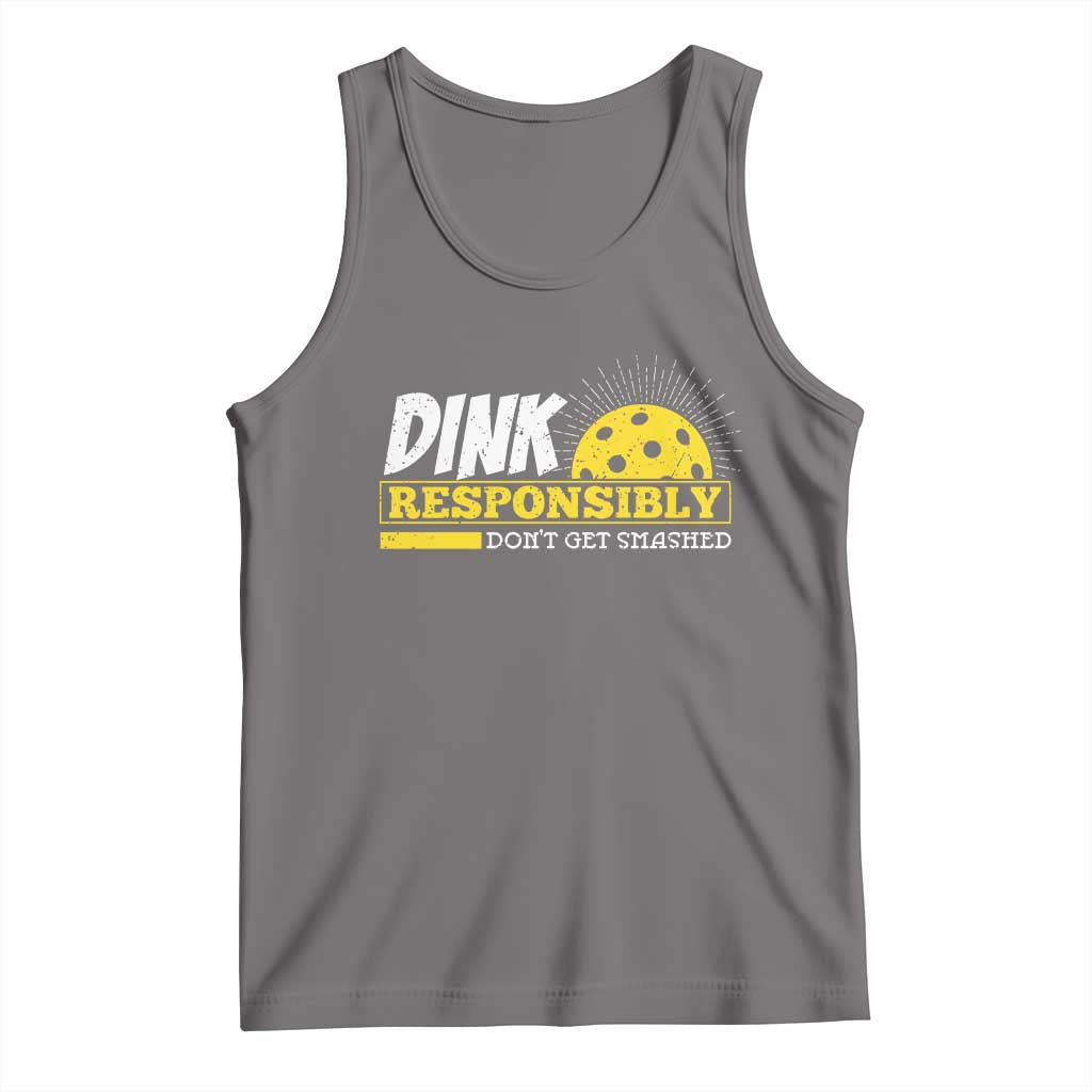 Funny Pickleball Tank Top Dink Responsibly Don't Get Smashed Pickle Ball Player TS11 Deep Heather Print Your Wear