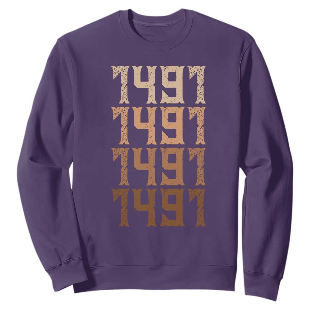 Proud Native American 1491 Pre Columbus Indigenous People Day Sweatshirt TS11 Purple Print Your Wear