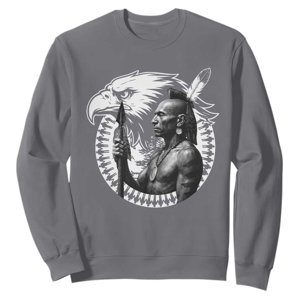Mohawk Warrior Tribe Sweatshirt Native American Haudenosaunee Pride Vintage Eagle TS11 Charcoal Print Your Wear