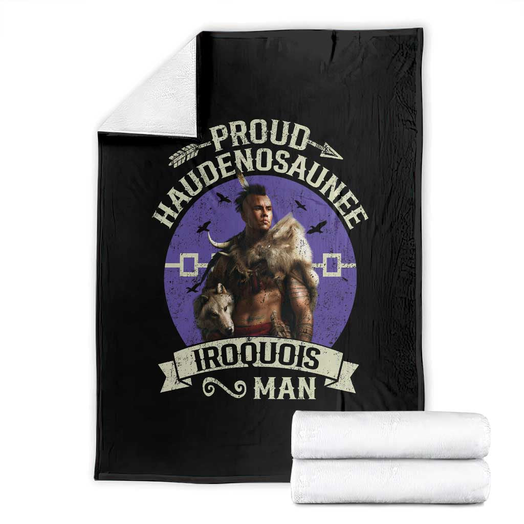 Proud Haudenosaunee Iroquois Man Throw Blanket Mohawk Tribe Native American TS11 Black Print Your Wear