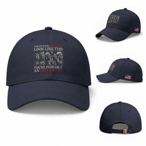 Unless Your Ancestors Look Like This You're Probably An Immigrant Baseball Cap Native American Indian TS11 Baseball Cap Universal Fit Navy Print Your Wear