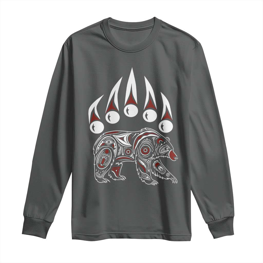 Native American Alaska Grizzly Bear Claw Indian Pride Long Sleeve Shirt TS11 Dark Heather Print Your Wear
