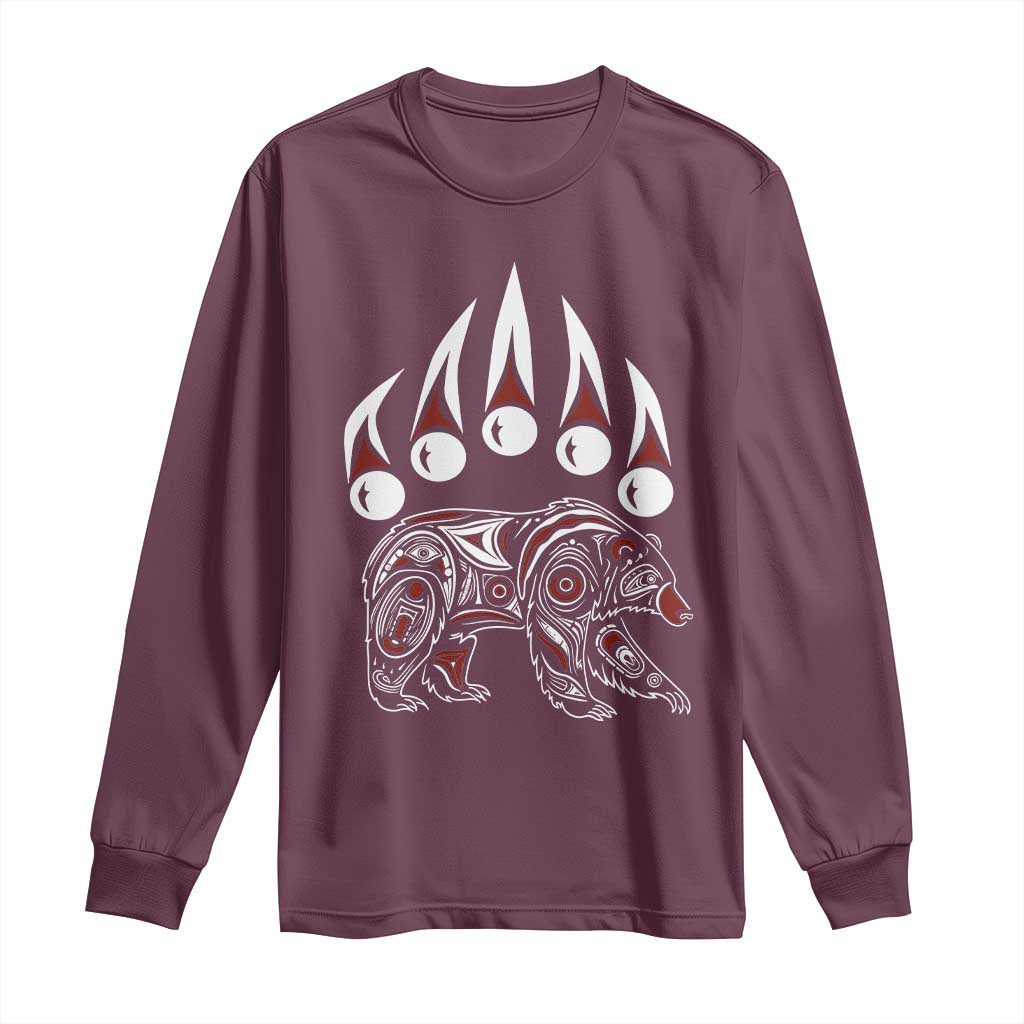 Native American Alaska Grizzly Bear Claw Indian Pride Long Sleeve Shirt TS11 Maroon Print Your Wear