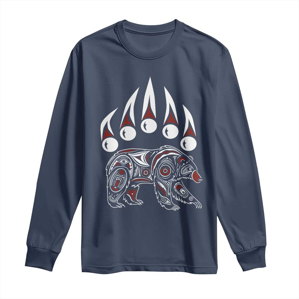 Native American Alaska Grizzly Bear Claw Indian Pride Long Sleeve Shirt TS11 Navy Print Your Wear