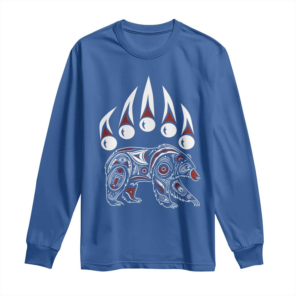 Native American Alaska Grizzly Bear Claw Indian Pride Long Sleeve Shirt TS11 Royal Blue Print Your Wear