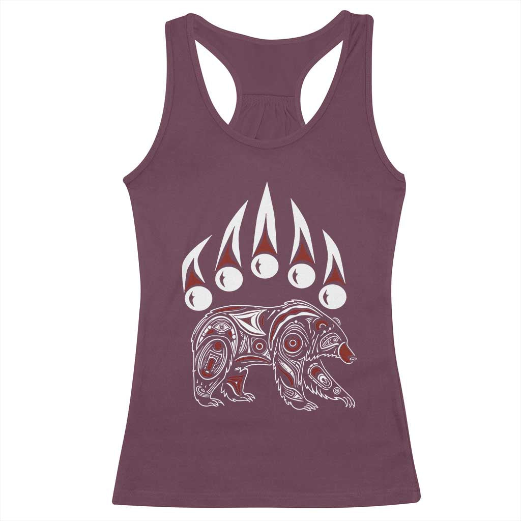 Native American Alaska Grizzly Bear Claw Indian Pride Racerback Tank Top TS11 Maroon Print Your Wear