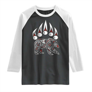 Native American Alaska Grizzly Bear Claw Indian Pride Raglan Shirt TS11 Black White Print Your Wear