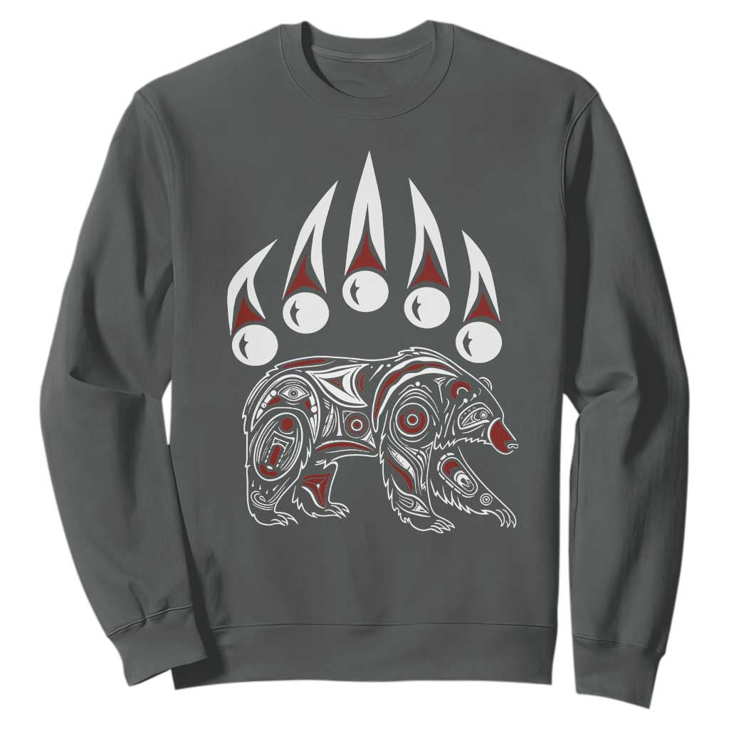 Native American Alaska Grizzly Bear Claw Indian Pride Sweatshirt TS11 Dark Heather Print Your Wear