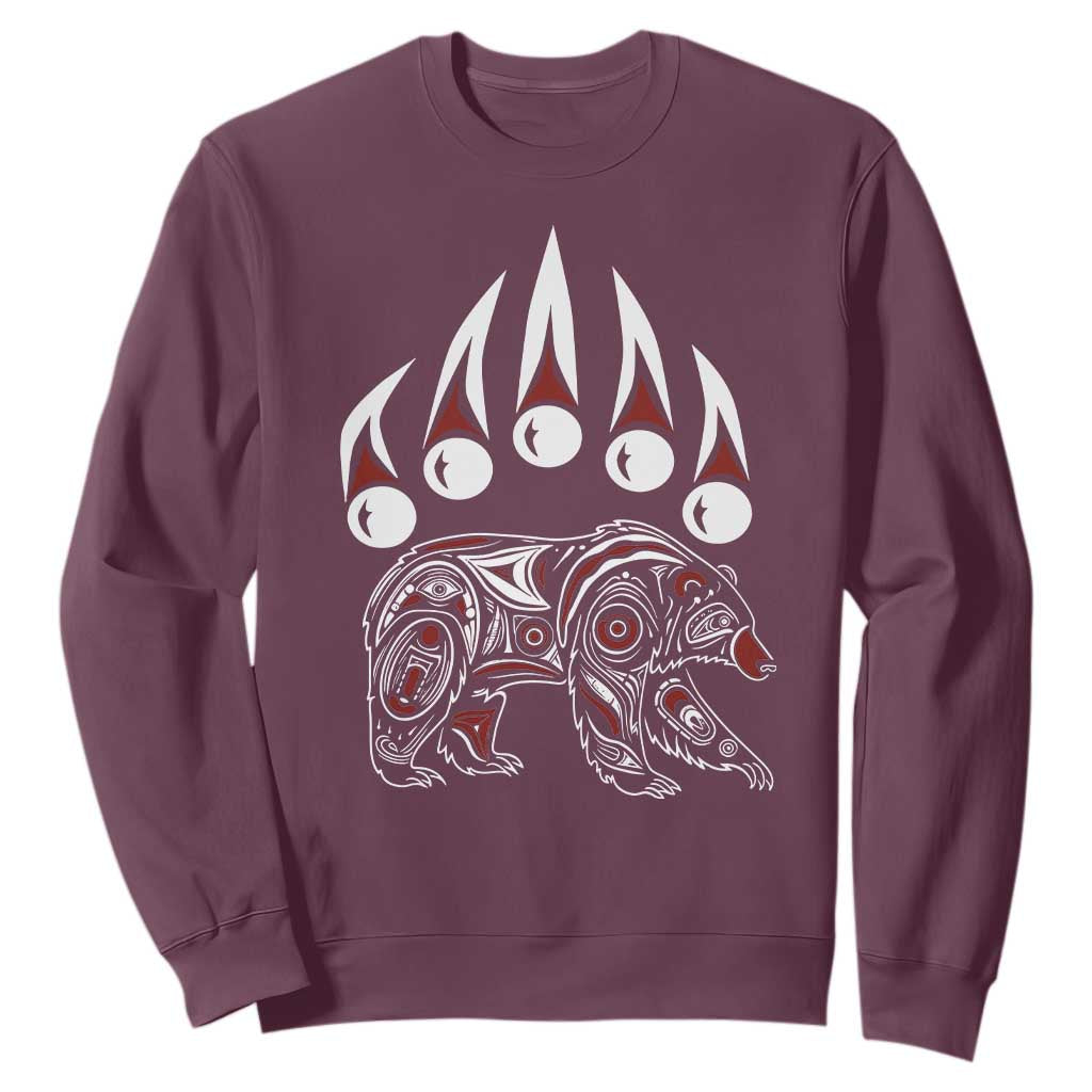 Native American Alaska Grizzly Bear Claw Indian Pride Sweatshirt TS11 Maroon Print Your Wear