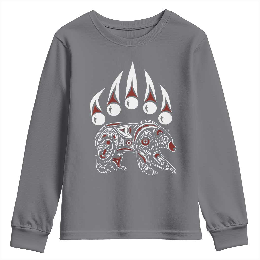 Native American Alaska Grizzly Bear Claw Indian Pride Youth Sweatshirt TS11 Charcoal Print Your Wear