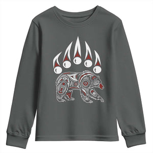 Native American Alaska Grizzly Bear Claw Indian Pride Youth Sweatshirt TS11 Dark Heather Print Your Wear