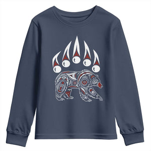 Native American Alaska Grizzly Bear Claw Indian Pride Youth Sweatshirt TS11 Navy Print Your Wear