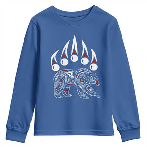 Native American Alaska Grizzly Bear Claw Indian Pride Youth Sweatshirt TS11 Royal Blue Print Your Wear