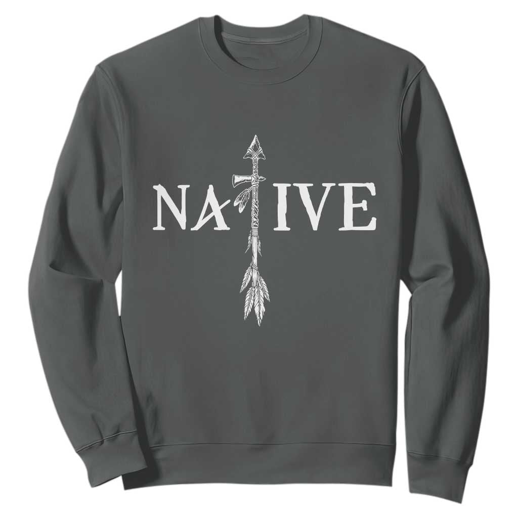 Native American Indian Tomahawk Indigenous Pride Sweatshirt TS11 Dark Heather Print Your Wear
