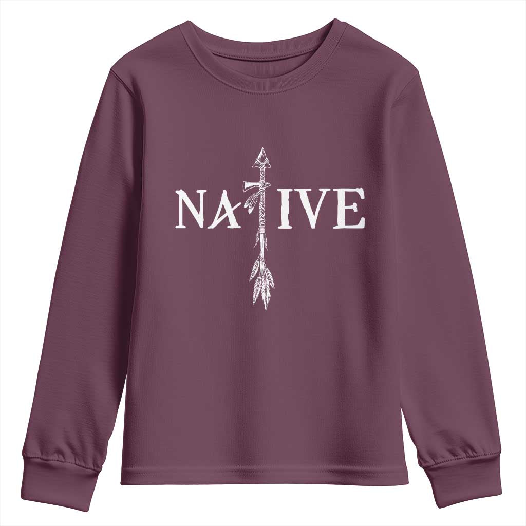 Native American Indian Tomahawk Indigenous Pride Youth Sweatshirt TS11 Maroon Print Your Wear