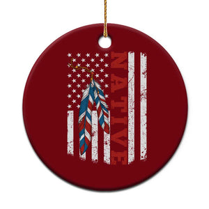Native American Feathers Vintage USA Flag Ceramic Ornament Proud Indigenous People TS11 1pc Red Print Your Wear