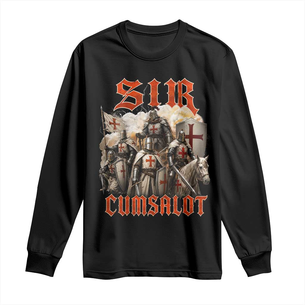 Sir Cumsalot Funny Offensive Knight Meme Bootleg Graphic Long Sleeve Shirt TS11 Black Print Your Wear