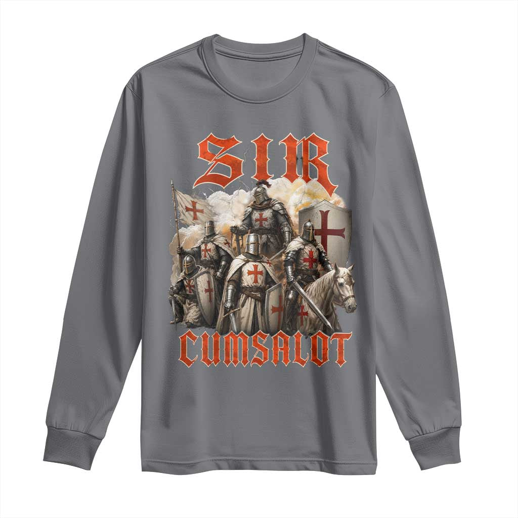 Sir Cumsalot Funny Offensive Knight Meme Bootleg Graphic Long Sleeve Shirt TS11 Charcoal Print Your Wear