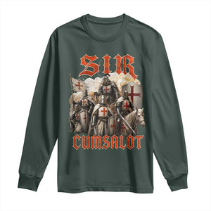 Sir Cumsalot Funny Offensive Knight Meme Bootleg Graphic Long Sleeve Shirt TS11 Dark Forest Green Print Your Wear