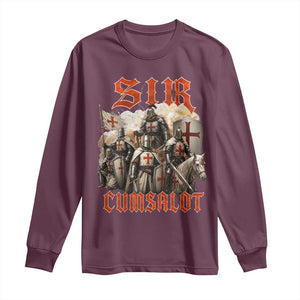 Sir Cumsalot Funny Offensive Knight Meme Bootleg Graphic Long Sleeve Shirt TS11 Maroon Print Your Wear