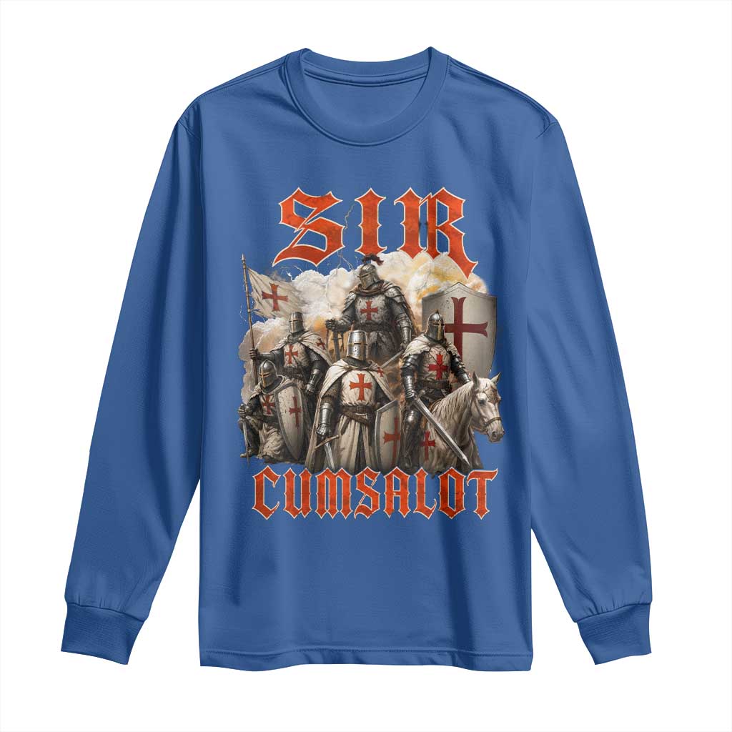 Sir Cumsalot Funny Offensive Knight Meme Bootleg Graphic Long Sleeve Shirt TS11 Royal Blue Print Your Wear
