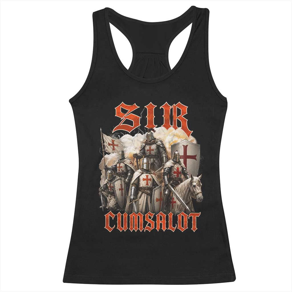 Sir Cumsalot Funny Offensive Knight Meme Bootleg Graphic Racerback Tank Top TS11 Black Print Your Wear