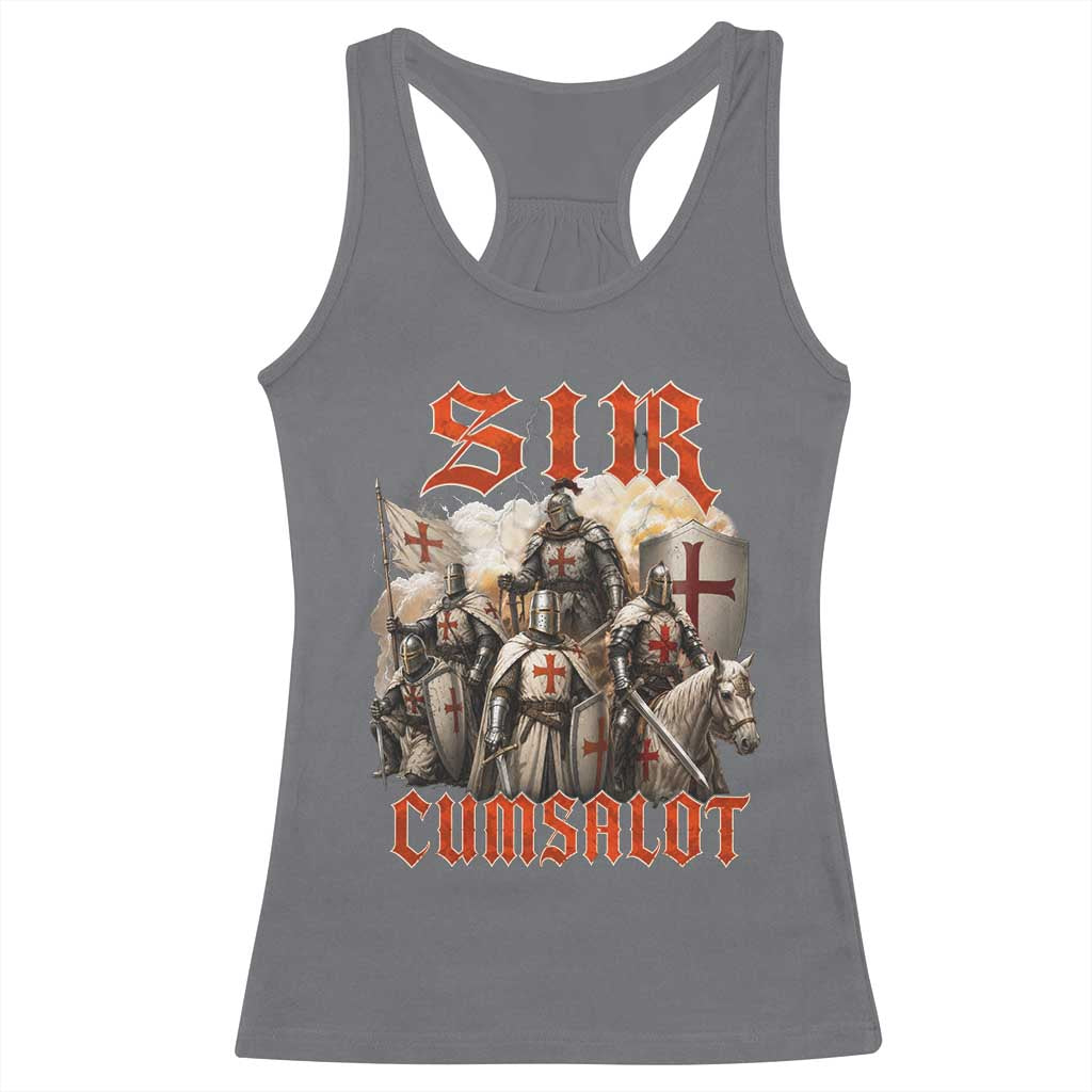 Sir Cumsalot Funny Offensive Knight Meme Bootleg Graphic Racerback Tank Top TS11 Charcoal Print Your Wear
