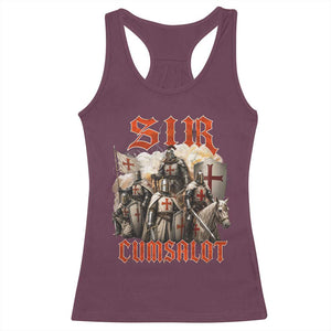 Sir Cumsalot Funny Offensive Knight Meme Bootleg Graphic Racerback Tank Top TS11 Maroon Print Your Wear