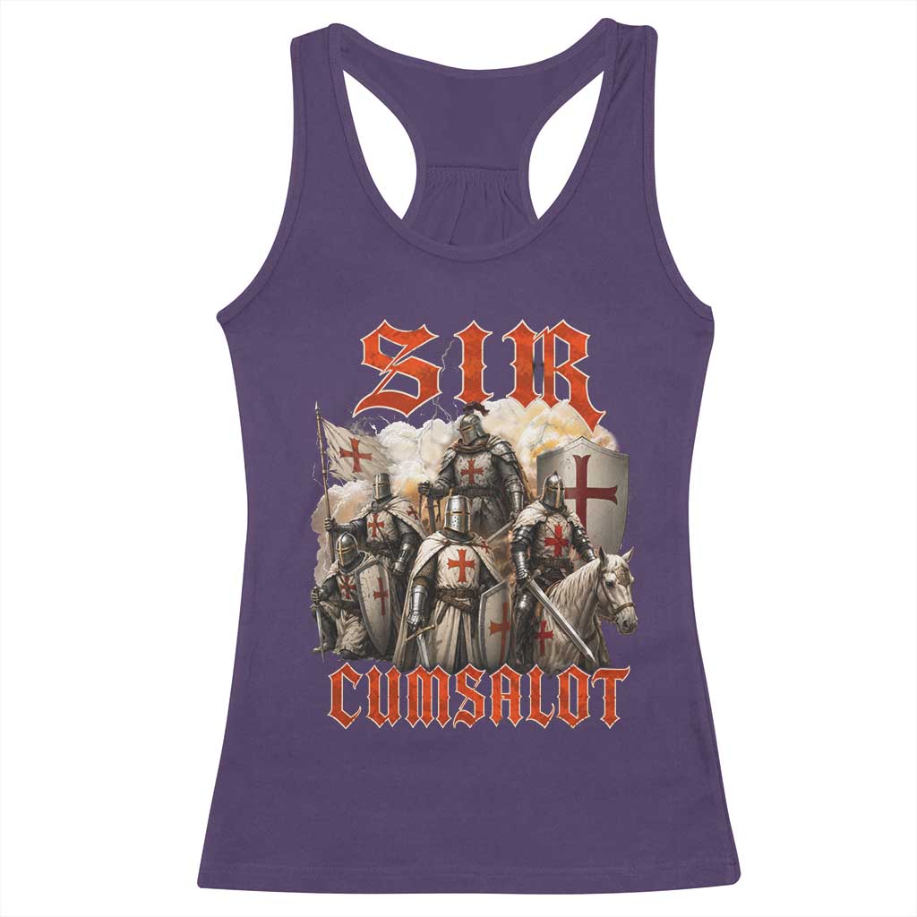 Sir Cumsalot Funny Offensive Knight Meme Bootleg Graphic Racerback Tank Top TS11 Purple Print Your Wear