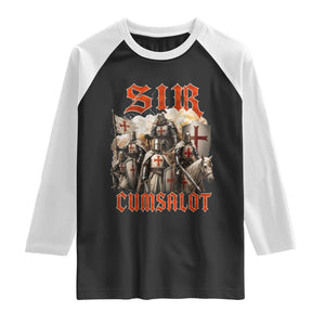 Sir Cumsalot Funny Offensive Knight Meme Bootleg Graphic Raglan Shirt TS11 Black White Print Your Wear