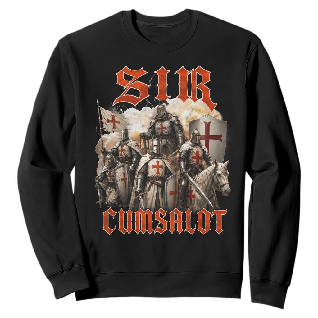 Sir Cumsalot Funny Offensive Knight Meme Bootleg Graphic Sweatshirt TS11 Black Print Your Wear