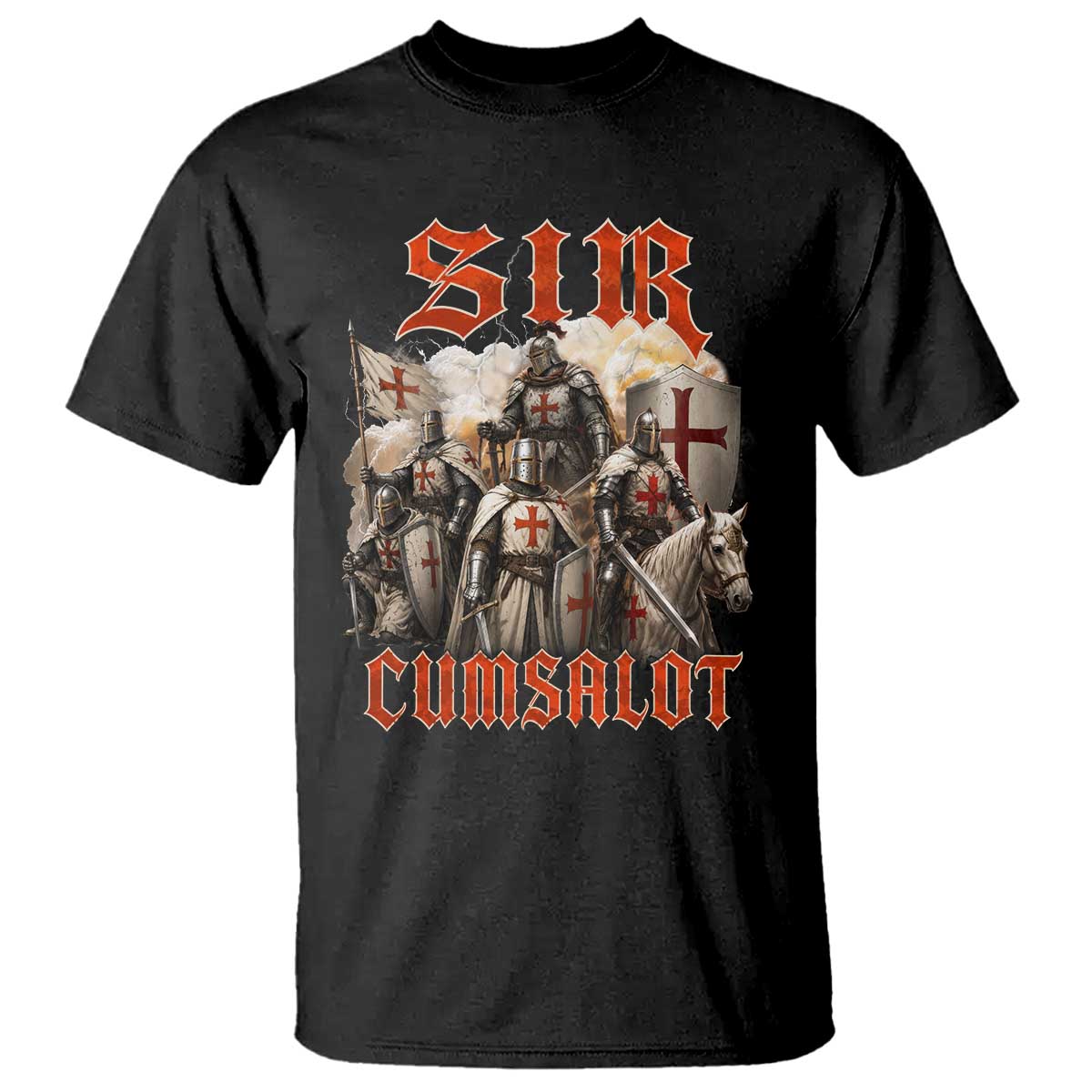 Sir Cumsalot Funny Offensive Knight Meme Bootleg Graphic T Shirt TS11 Black Print Your Wear