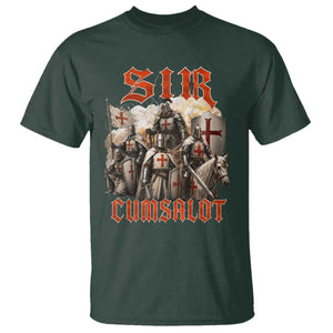 Sir Cumsalot Funny Offensive Knight Meme Bootleg Graphic T Shirt TS11 Dark Forest Green Print Your Wear
