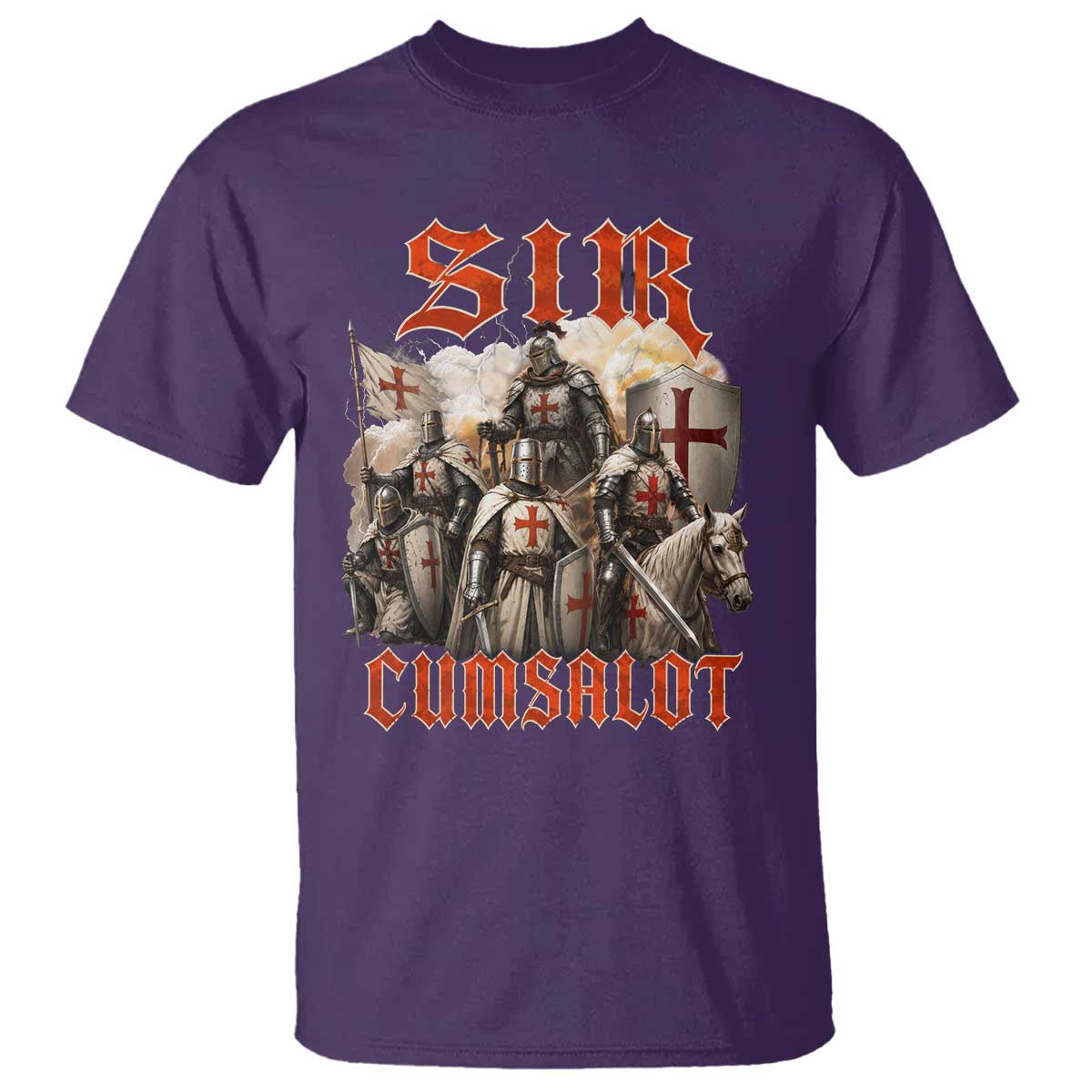 Sir Cumsalot Funny Offensive Knight Meme Bootleg Graphic T Shirt TS11 Purple Print Your Wear