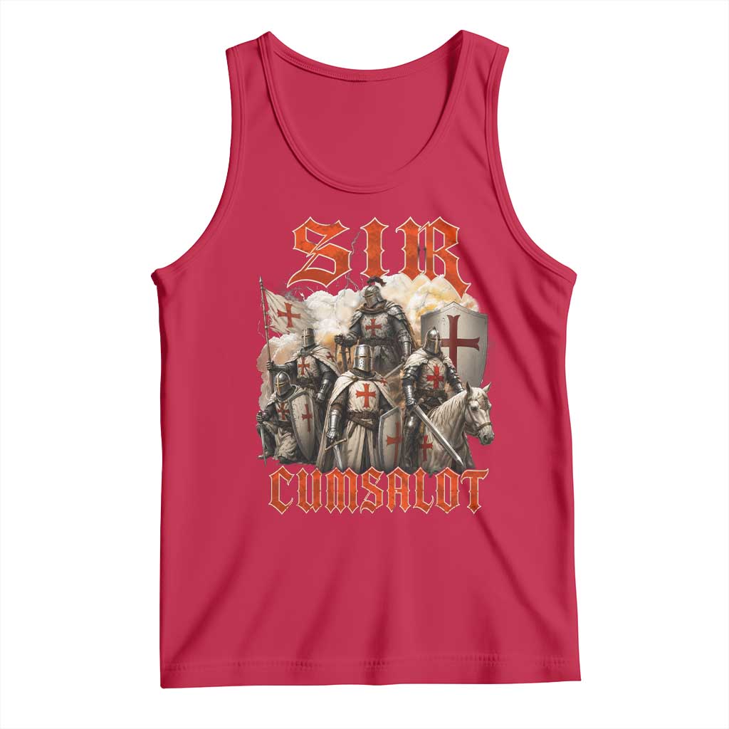 Sir Cumsalot Funny Offensive Knight Meme Bootleg Graphic Tank Top TS11 Red Print Your Wear