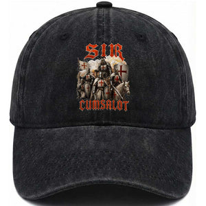 Sir Cumsalot Funny Offensive Knight Meme Bootleg Graphic Washed Cotton Baseball Cap TS11 Print Your Wear