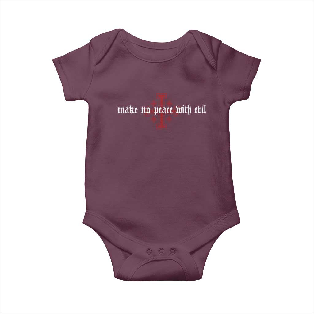 Make No Peace with Evil Knight Templar Jerusalem Crusade Cross Baby Onesie TS11 Maroon Print Your Wear