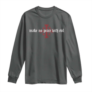 Make No Peace with Evil Knight Templar Jerusalem Crusade Cross Long Sleeve Shirt TS11 Dark Heather Print Your Wear